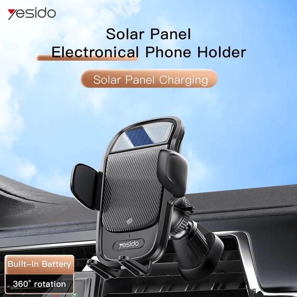 Yesido C164 – Panneau Solaire Chargeur de Téléphone et Support de Téléphone pour Voiture avec Event d’Air à induction tactile — photo 4