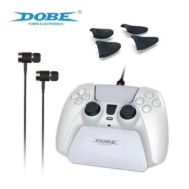 Pack de protection Dobe 8en1 pour manette PS5 – Câble De Recharge – Écouteurs Stéréo – Déclencheur Rallonges – TP5-0579 — photo 8