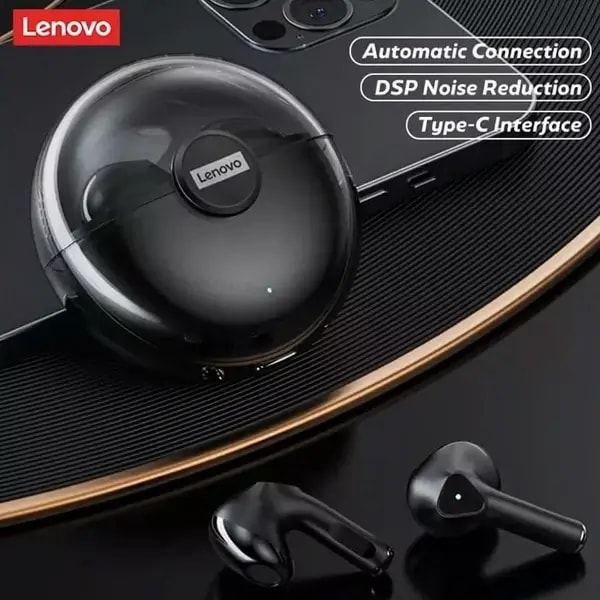 Écouteur Lenovo LivePods LP80 – 24h d’autonomie – BT 5.0 – IPX5 – Qualité Sonore Hi-Fi & Basses 9D – Noir — photo 2