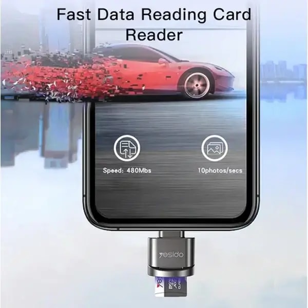 Yesido Lecteur de Carte OTG avec Interface Lightning – GS18, vue 3