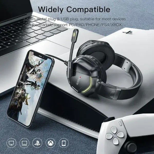 Casque filaire de Jeu Stéréo Yesido – Microphone HD intégré – Lumières RGB – EK01 — photo 3
