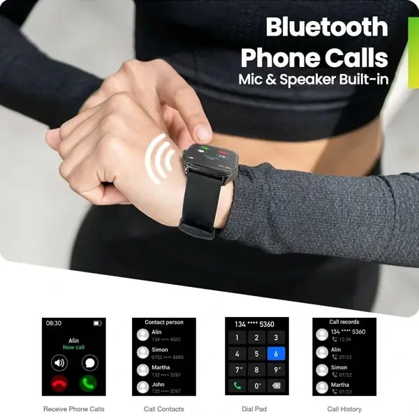 Montre Connectée Amazfit Pop 3S – écran AMOLED 1,96″ – Appel Bluetooth – Autonomie 12 jours – Android – Assistance vocale AI – Noir — photo 4