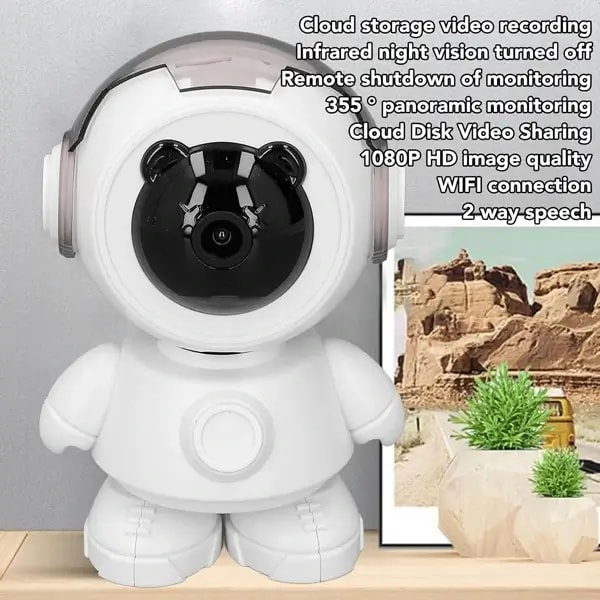 Caméra de vidéosurveillance intelligente – Robot rotatif – caméra IP sans fil – suivi automatique – Smart Camera Wifi Robot – Blanc — photo 3
