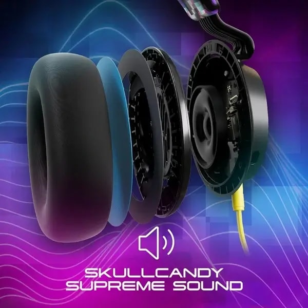 Casque circum-auriculaire avec microphone de jeu filaire Skullcandy SLYR Pro – USB-C vers USB-A – PC ou console multiplateforme – Violet – S6SPY-P003 — photo 2