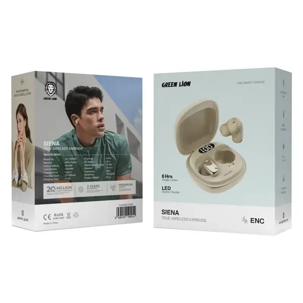 Écouteurs sans fil SIENA – Green Lion – IPX5 – Affichage numérique LED – BT5.4 – Beige – GNSIEBUDBG — photo 2