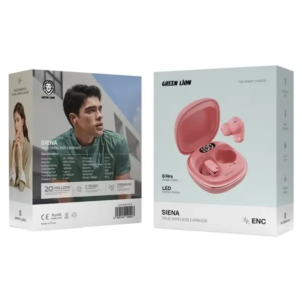 Écouteurs sans fil SIENA – Green Lion – IPX5 – Affichage numérique LED – BT5.4 – Rose – GNSIEBUDPK — photo 2