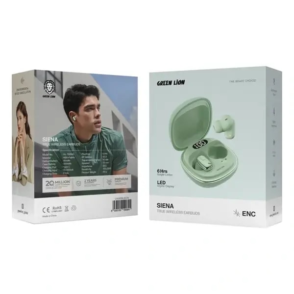 Écouteurs sans fil SIENA – Green Lion – IPX5 – Affichage numérique LED – BT5.4 – Vert – GNSIEBUDGN — photo 2