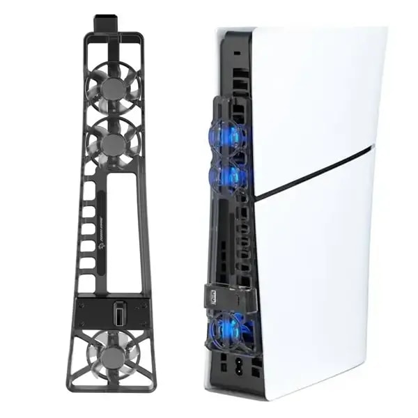 Ventilateur de refroidissement Pour PS5 Slim – Température de fonctionnement de -5° à 60°C – Lumières RVB – Dissipation thermique efficace – Porodo PDX120 – Noir — photo 1
