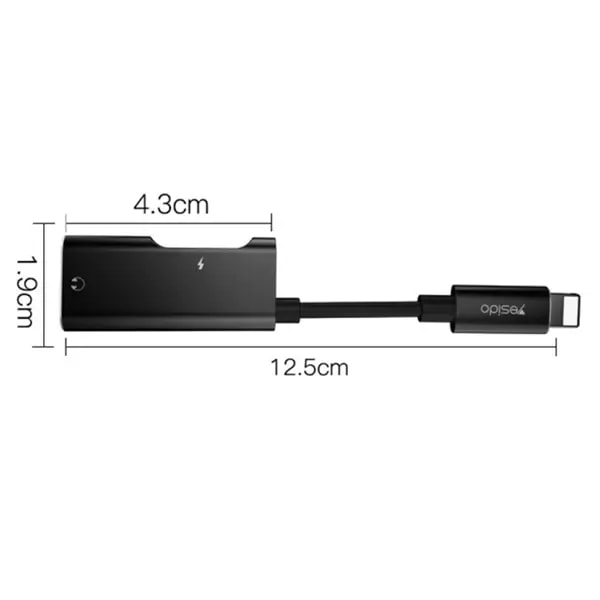 Adaptateur de charge et audio Yesido – Lightning vers Lightning et port Jack – YAU11, vue 6
