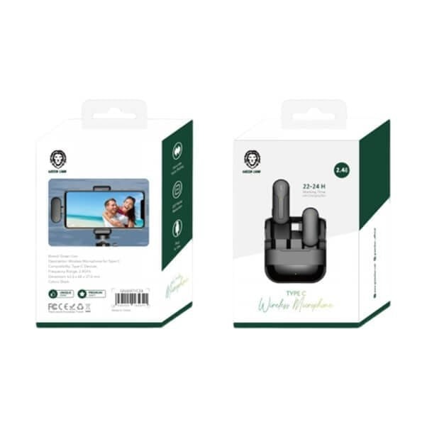 Micro cravate sans fil Green Lion avec connecteur type-C- 1 micro – Alimenté par batterie – Compatible à smartphone – GNWIRTYCBK — photo 3