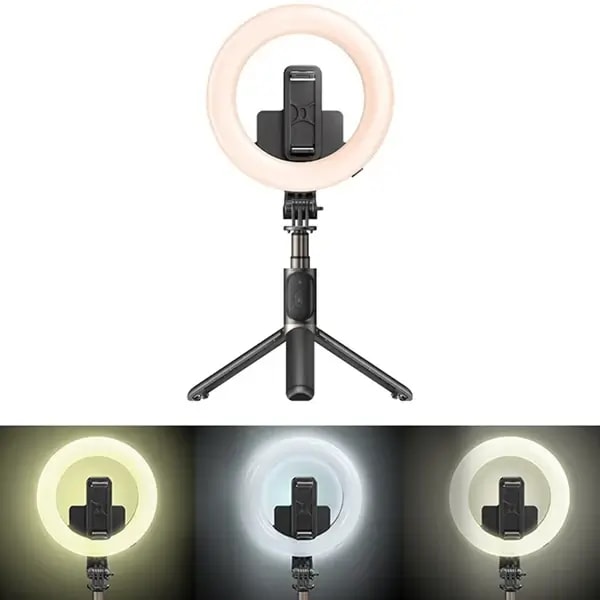 Support de téléphone Portable – Anneau lumineux LED – Trépied et perche à selfie (42cm) – Yesido SF12 — photo 11