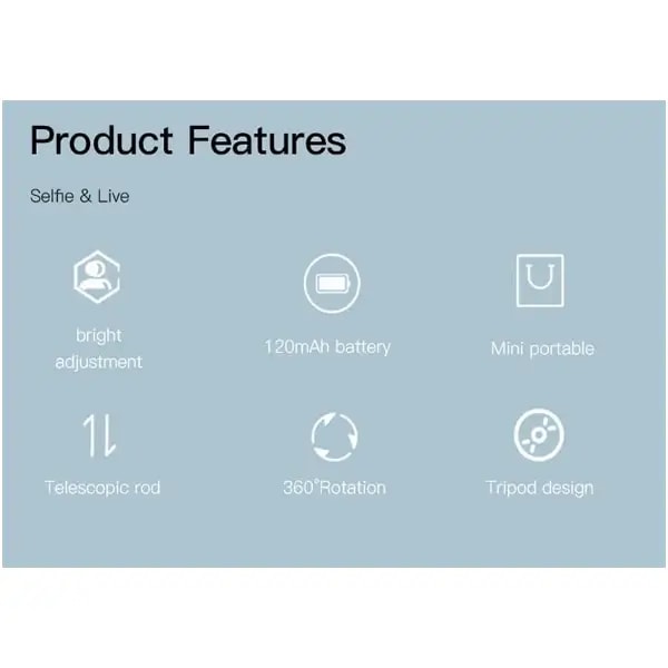 Support de téléphone Portable – Anneau lumineux LED – Trépied et perche à selfie (42cm) – Yesido SF12 — photo 3