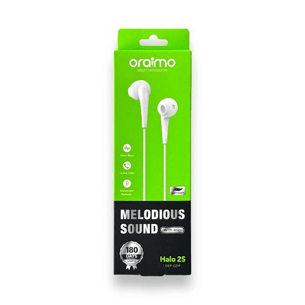 Oraimo Halo 2S – écouteurs filaires – OEP-E21P – Melodious Sound – Blanc, autre vue