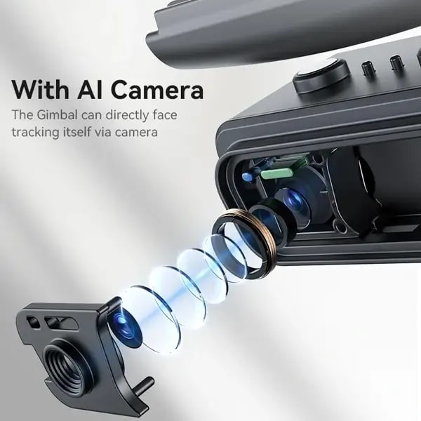 Yesido SF21 – Stabilisateur Gimbal Pour Smartphone – 3 Axes avec Suivi de Visage et Lumière d’Appoint – Noir, vue 4