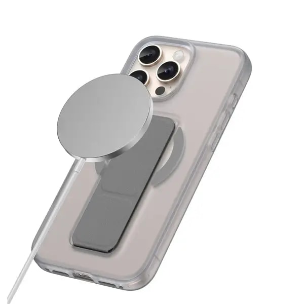 Coque MagSafe Pour iPhone16 Pro Max – Poignée en Cuir Pliable – Gris- Green Lion – GNGR3616PMGY — photo 2