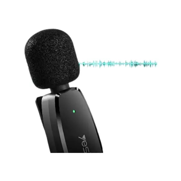 Micro Cravate – Lavalier sans fil à faible latence iP – Type-C – Récepteur 3,5 mm + Ensemble de 2 microphones émetteurs – YESIDO KR15 — photo 2