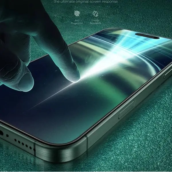Antichoc – Protection d’écran entièrement incurvé pour iPhone 16 – Ultra réactif – anti-traces de doigts – Anti-rayures – sans bulles – Noir – Green Lion – GNDPTPV16BK — photo 3