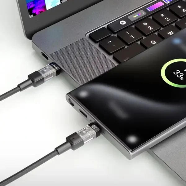Câble de charge rapide et transfert de données Porodo – Type-C vers Type-C – 100W – 1,2m – PD-100WCCTH-BK — photo 2