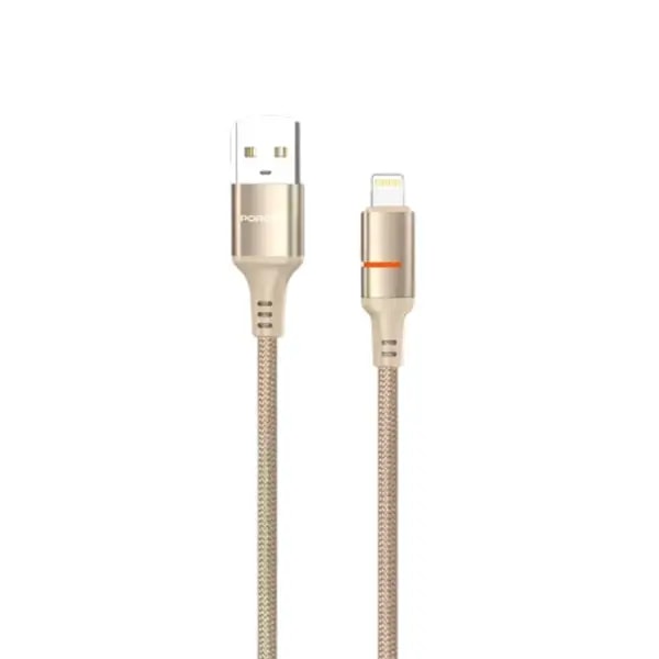 Câble tressé de charge rapide et transfert de données – USB-A vers Lightning avec lumière LED – 2,4A – 1,2m