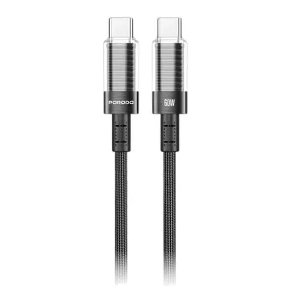 Câble tressé de charge rapide et transfert de données – Type-C vers Type-C transparent – 60W – 1,2m