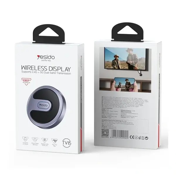 Adaptateur d’affichage sans fil YESIDO – Wi-Fi 2.4G – 5G pour Miracast – AirPlay – DLNA – TV15 — photo 4