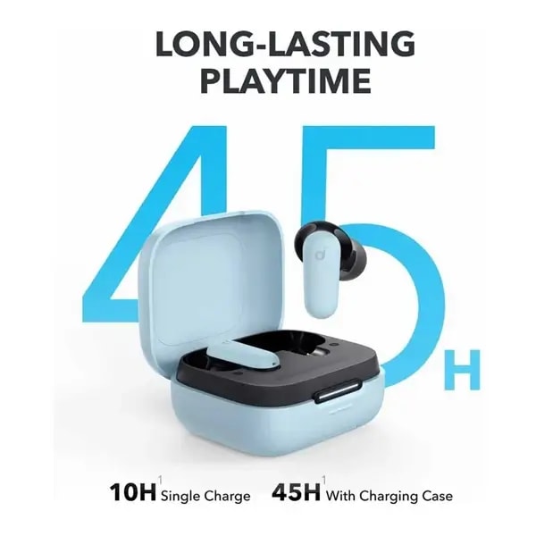 Écouteur Soundcore R50i NC avec Réduction de Bruit Active – 45h d’autonomie – BT 5.4 – IP54 -Appels clairs par IA avec 4 micros – Bleu – A3959H31 — photo 2