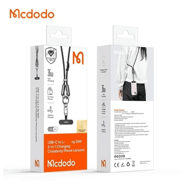 Câble de charge rapide en bandoulière 2en1 Mcdodo – 36W – 1.2m – Câble type-C vers Lightning pour iPhone – CA-682 – Kaki — photo 3