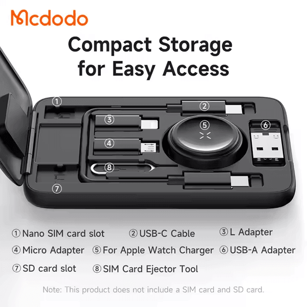 Boite de rangement d’accessoires multifonctionnel 8en1 Mcdodo – Câble USB et adaptateur Organisateur d’éjection – CH-244 — photo 2