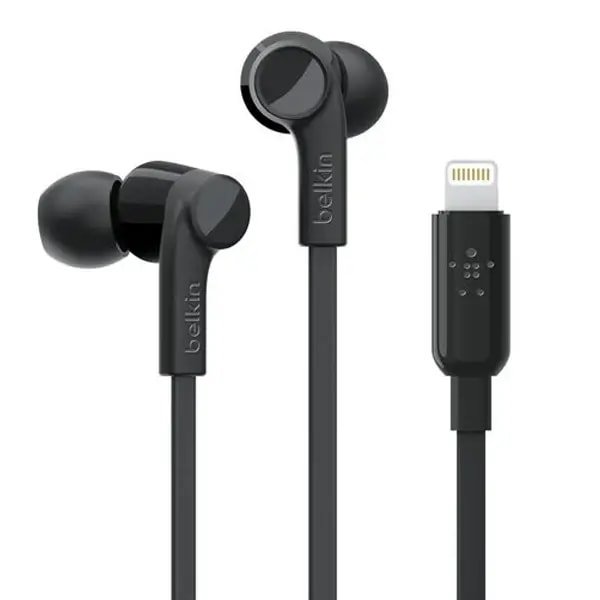 Ecouteur filaire Belkin avec connecteur Lightning – 1.2m – Fonction tactile pour appel et musique – G3H0001BT – Noir — photo 1