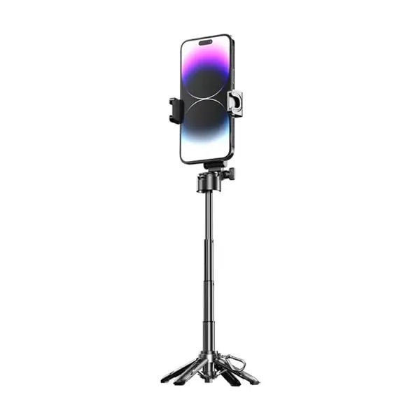 Perche à selfie sans fil pliable Porodo avec trépied extensible – 41cm – BT 5.2 – Batterie 55 mAh – 5000 prises – Rotation 360° – PD-HSM12 – Noir — photo 1