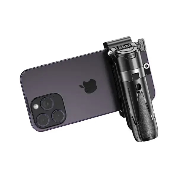 Perche à selfie sans fil pliable Porodo avec trépied extensible – 41cm – BT 5.2 – Batterie 55 mAh – 5000 prises – Rotation 360° – PD-HSM12 – Noir — photo 2
