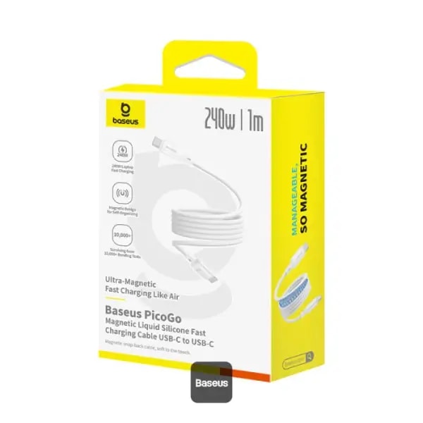 Câble de charge rapide et de transfert de données Baseus PicoGo – 1m – 240W – Type-C vers Type-C – Blanc – P10376800211-00 — photo 3