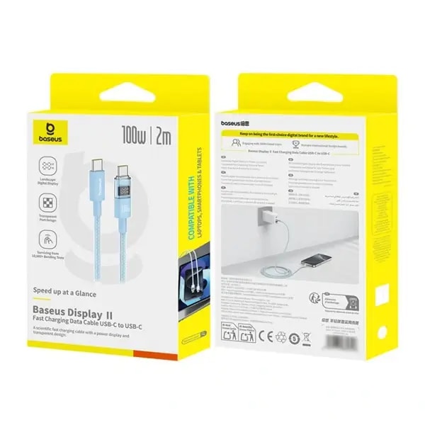 Câble de charge rapide et de transfert de données Baseus Display II – 100W – 2m – Type-C vers Type-C – Galaxy bleu – P10382702311-01 — photo 2