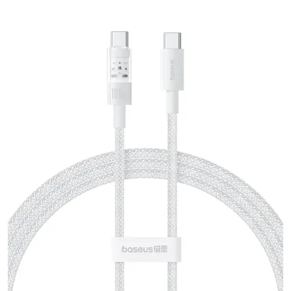 Câble de charge rapide Baseus Purely Lucent Purely Power – 20W – 1m – Type-C vers Lightning – Blanc