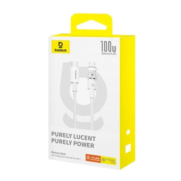 Câble de charge rapide Baseus Purely Lucent Purely Power – 20W – 1m – Type-C vers Lightning – Blanc, autre vue