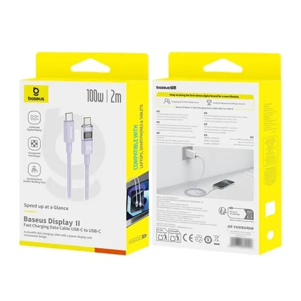 Câble de charge rapide et de transfert de données Baseus Display II – 100W – 1m – Type-C vers Type-C – Galaxy bleu -P10382702311-00 — photo 3