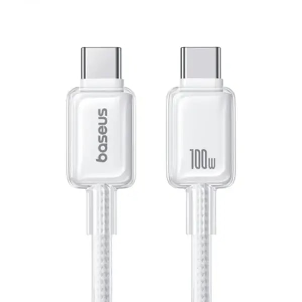 Câble de charge rapide et de transfert de données Baseus Crystal – Type-C vers Lightning – 2m – 100W – Blanc Lunaire -P10383100211-01 — photo 1