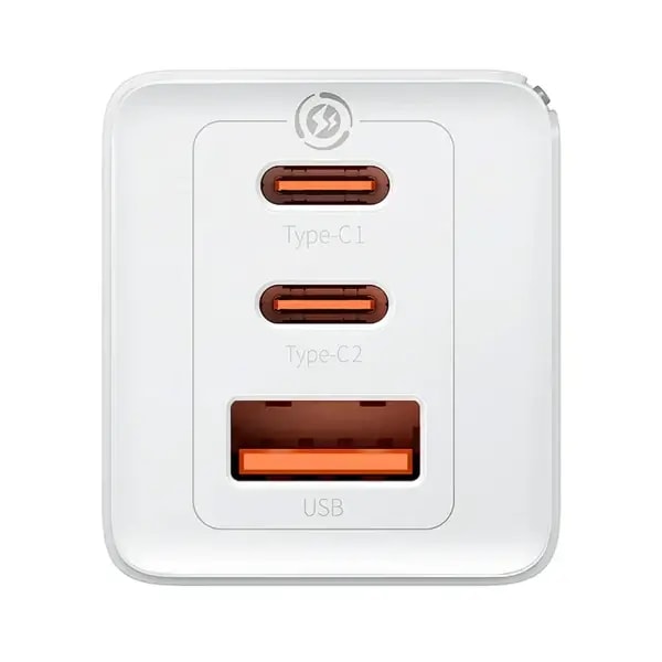 Boitier de charge mural rapide Baseus avec 3 supports – 1 USB et 2 type-C – 65W – Blanc – CCGP120202 — photo 1