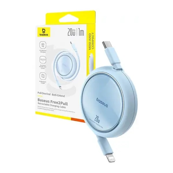 Câble de charge rétractable Baseus Free2Pull – Type-C vers Lightning – 20W – 1m – Galaxy bleu – P10364501311-00 — photo 2