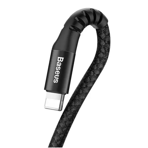 Câble de charge à ressort rapide Baseus Fish eye Spring Data – USB vers Lightning 2A – 1m – Noir