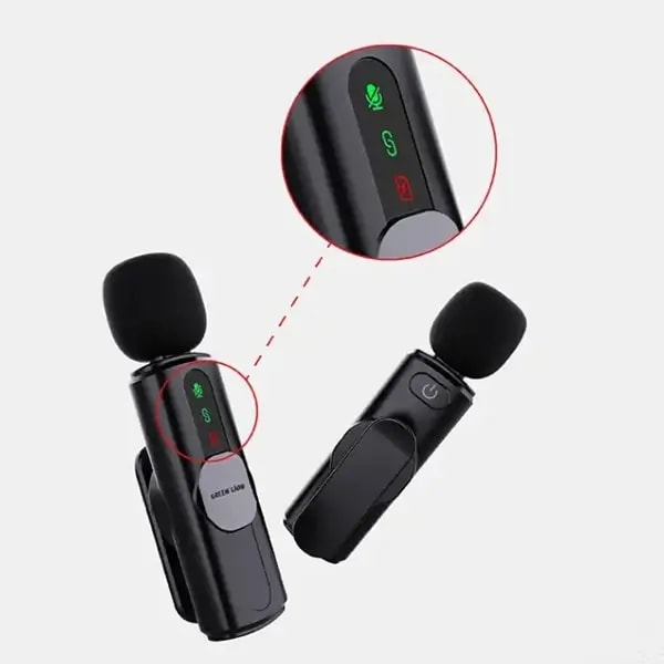 Micro cravate sans fil 3en1 Green Lion – 5h d’autonomie – Connecteurs Type-C – Réduction de bruit à 3 nivaux – 20m – GNGM76XMICBK — photo 2