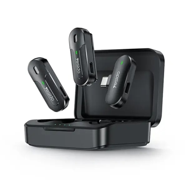Micro cravate sans fil Lavalier MIC YESIDO – 2 microphones – 8h d’autonomie – Connecteur Type-C – Réduction de bruit – Wifi – 50m sans obstacle – KR17 — photo 1