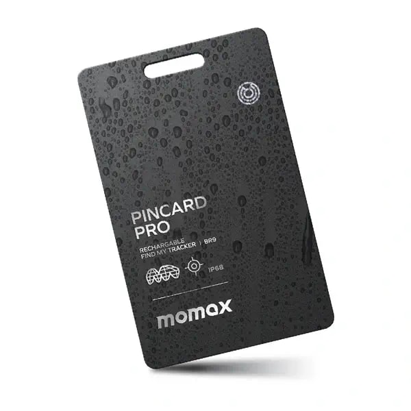Traceur de téléphone connecté Momax PinCard Pro – Rechargeable – BT allant jusqu’à 100m – IP68 – Liée à Find My App – BR9D — photo 1