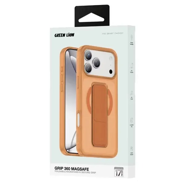 Coque de protection MagSafe avec support pliable pour iPhone 17 Pro Max Green Lion – Orange titane – GNGRP17PMOG — photo 2