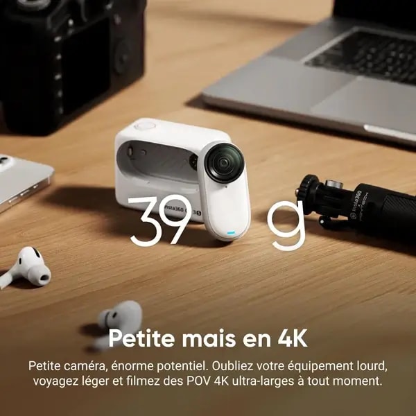 Caméra d’action 4K Insta360 GO 3S multifonctionnel – Écran tactile rabattable de 2.2″ – 64Go – 310mAh – 2H20min d’autonomie – IPX4 – Stabilisation — photo 2