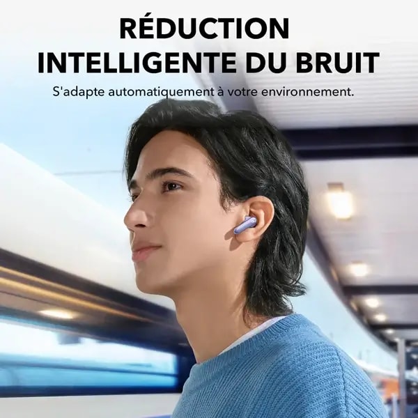 Écouteurs sans fil Soundcore by Anker P40i – Réduction de bruit – IPX5 – Option de chargement sans fil – 60h d’autonomie – Violet — photo 3