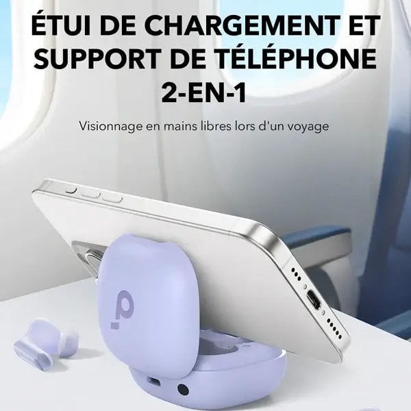 Écouteurs sans fil Soundcore by Anker P40i – Réduction de bruit – IPX5 – Option de chargement sans fil – 60h d’autonomie – Violet — photo 4