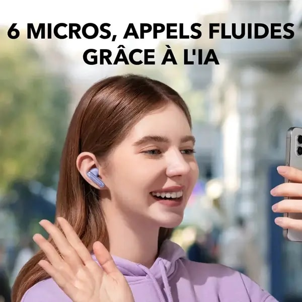 Écouteurs sans fil Soundcore by Anker P40i – Réduction de bruit – IPX5 – Option de chargement sans fil – 60h d’autonomie – Violet — photo 5