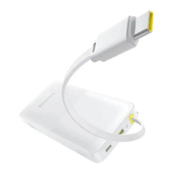 PowerBank à charge rapide Baseus Bipow 2 – 10000mAh – 20W – 1 câble type-c intégré – 1 support USB et 1 support type-c – Indicateur LED numérique pour suivre le niveau de batterie – Blanc – P10077101213-00 — photo 1