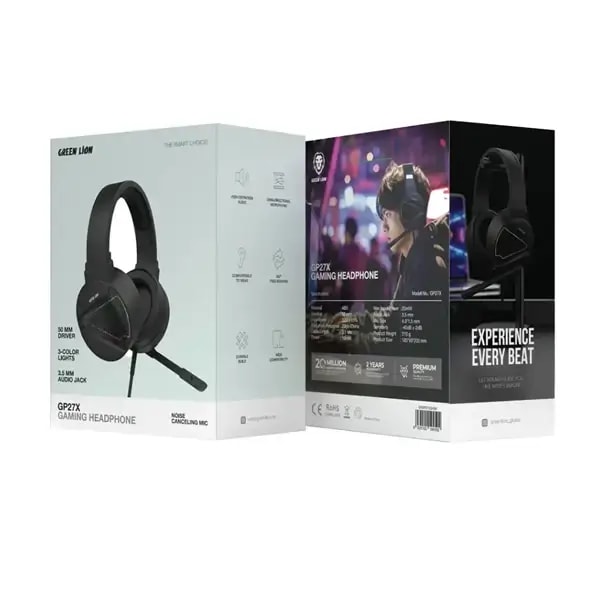 Casque de jeu Green Lion GP27X – Longueur du câble 2,1m – Compatible avec la plupart des consoles de jeux, PC et autres appareils – GNGP27XGHBK — photo 2
